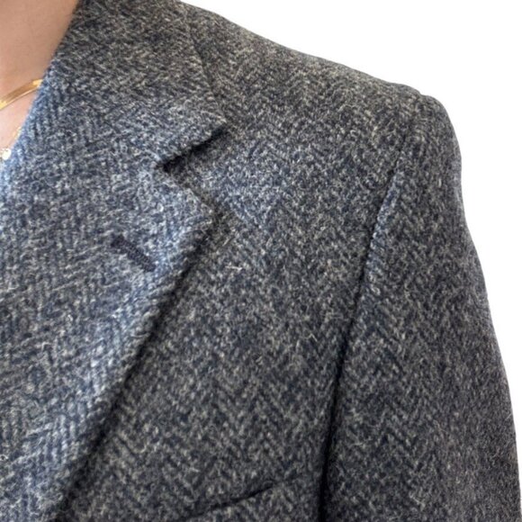 Vintage Harris Tweed Blue Gray Wool Woven in Scotland Sport Coat Blazer 40R - Picture 5 of 9